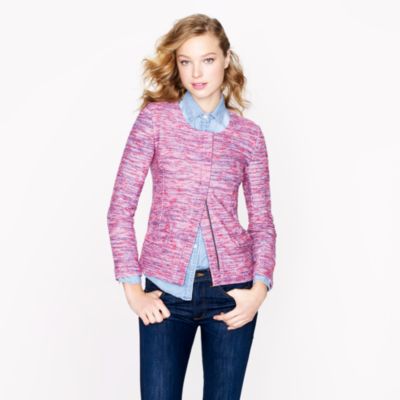 Micro-tweed jacket in poppy