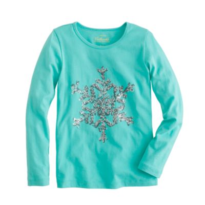 Girls' long-sleeve snowflake tee