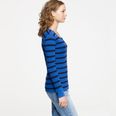 Vintage thermal henley in stripe