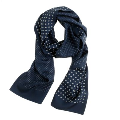 Silk scarf in navy floral