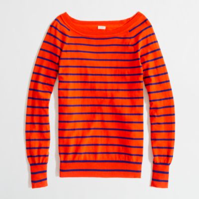 Factory thin-stripe cotton boatneck sweater