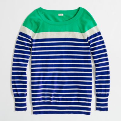 Factory colorblock cotton boatneck sweater