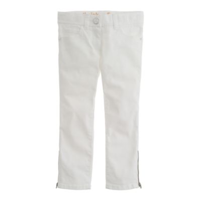 Girls' cropped white toothpick jean