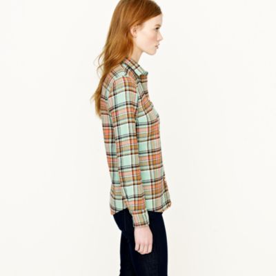 Boy shirt in mint vintage camp flannel