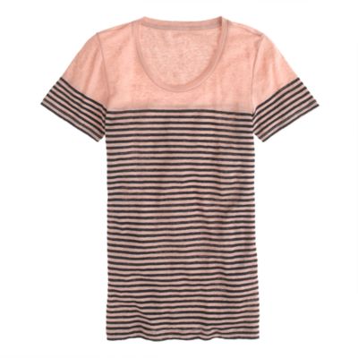 Linen engineered-stripe tee