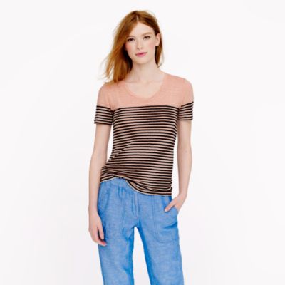 Linen engineered-stripe tee