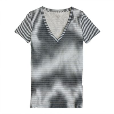 Vintage cotton V-neck tee in stripe