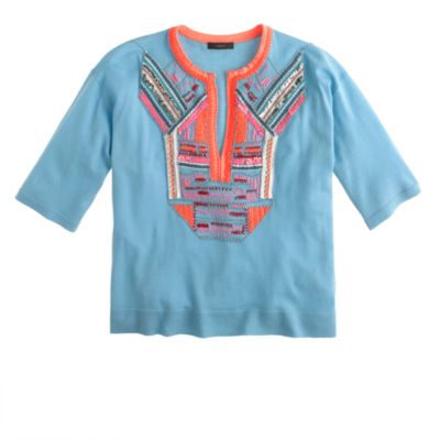 Collection short-sleeve beaded sweater