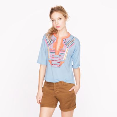 Collection short-sleeve beaded sweater