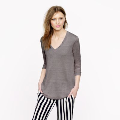 V-neck swing sweater in linen