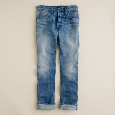 Wallace & Barnes slim selvedge jean in salt fade wash