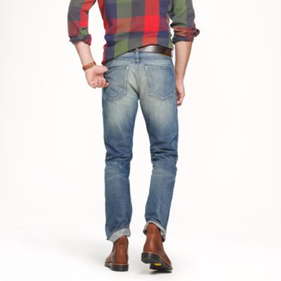Wallace & Barnes slim selvedge jean in salt fade wash