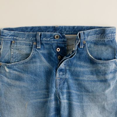 Wallace & Barnes slim selvedge jean in salt fade wash