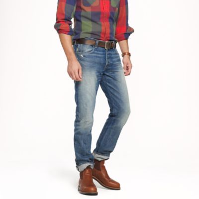 Wallace & Barnes slim selvedge jean in salt fade wash