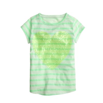 Girls' stripe tee with sequin heart