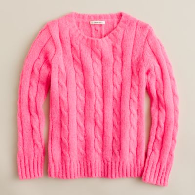 Girls' mohair cable popover