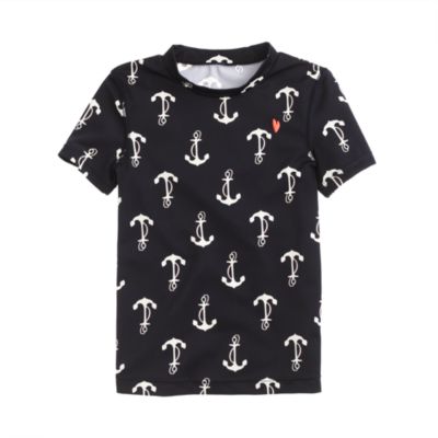 Girls' short-sleeve rash guard in candy anchors
