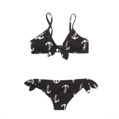 Girls' knotted bikini set in anchor print