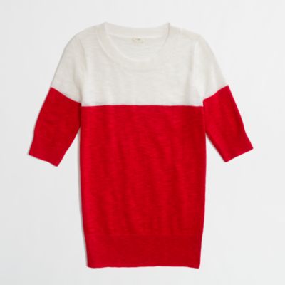 Factory colorblock elbow-sleeve sweater