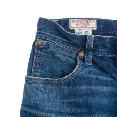 Wallace & Barnes slim selvedge jean in White Oak Cone Denim&reg; with deck fade wash