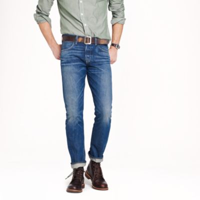 Wallace & Barnes slim selvedge jean in White Oak Cone Denim&reg; with deck fade wash