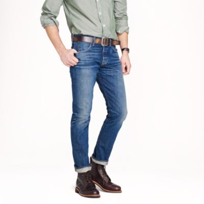 Wallace & Barnes slim selvedge jean in White Oak Cone Denim&reg; with deck fade wash