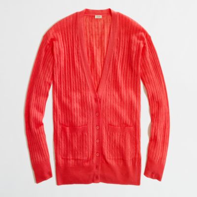 Factory linen-cotton cable-knit cardigan