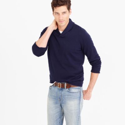 Cotton-cashmere shawl-collar sweater