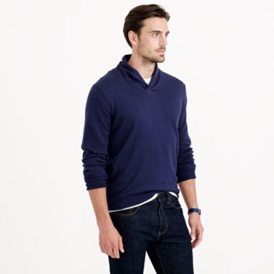 Cotton-cashmere shawl-collar sweater