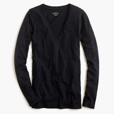 Vintage cotton long-sleeve V-neck tee