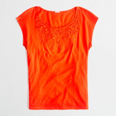 Factory embroidered bib tee
