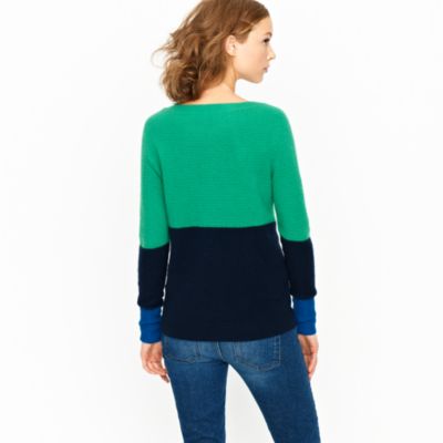 Cashmere waffle colorblock sweater