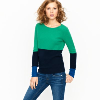 Cashmere waffle colorblock sweater
