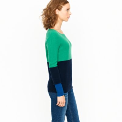 Cashmere waffle colorblock sweater