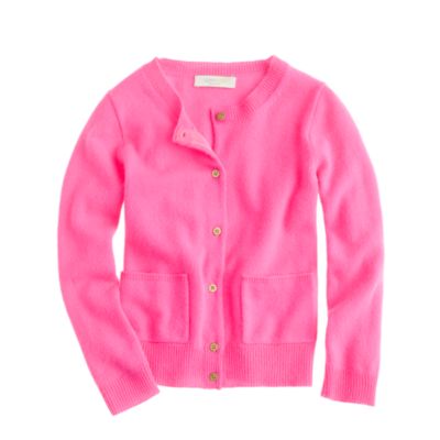 Girls' cashmere gold-button cardigan