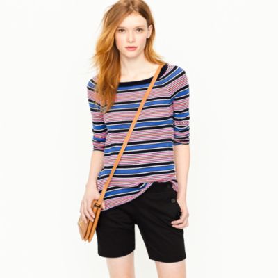 Cashmere boatneck sweater in neon multistripe