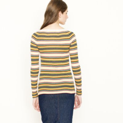 Cashmere boatneck sweater in multistripe