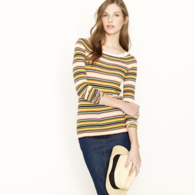 Cashmere boatneck sweater in multistripe