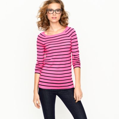 Cashmere boatneck sweater in thin stripe
