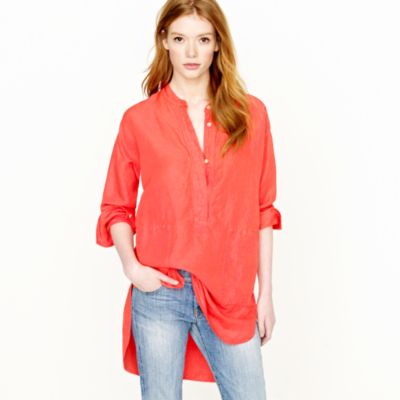 Silk-linen henley tunic