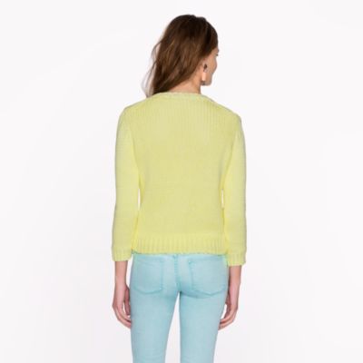 Collection open-stitch V-neck sweater in marled kiwi
