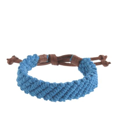 Braided rope-and-leather bracelet