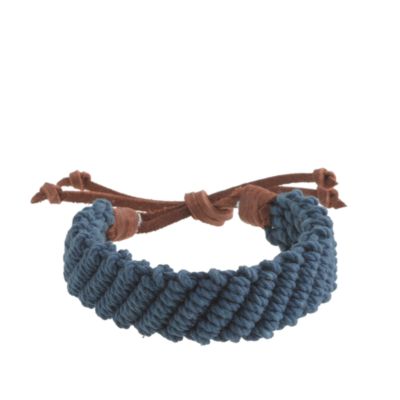 Braided rope-and-leather bracelet
