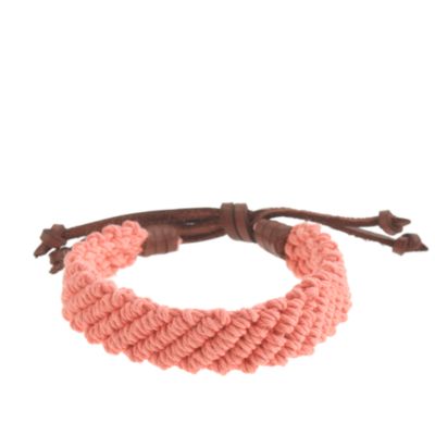 Braided rope-and-leather bracelet