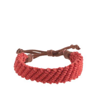 Braided rope-and-leather bracelet