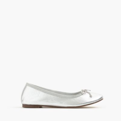 Girls' classic metallic leather ballet flats