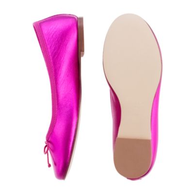 Girls' classic metallic leather ballet flats