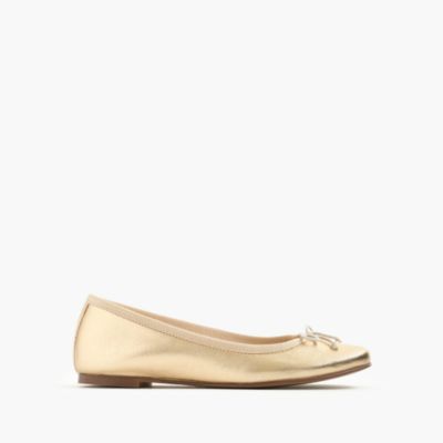Girls' classic metallic leather ballet flats