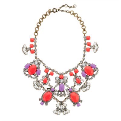 Crystal color stone statement necklace