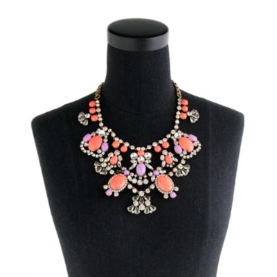 Crystal color stone statement necklace
